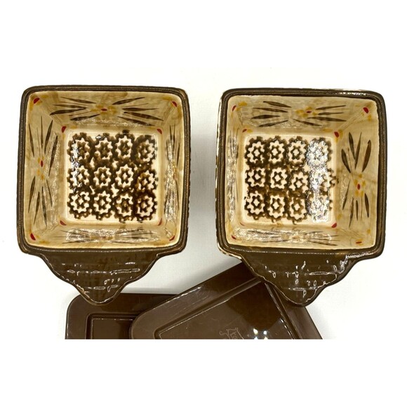 Temp-Tations by Tara Ramekins Square Serving Bowls 10oz w/Lids & Metal Carrier - Picture 5 of 16